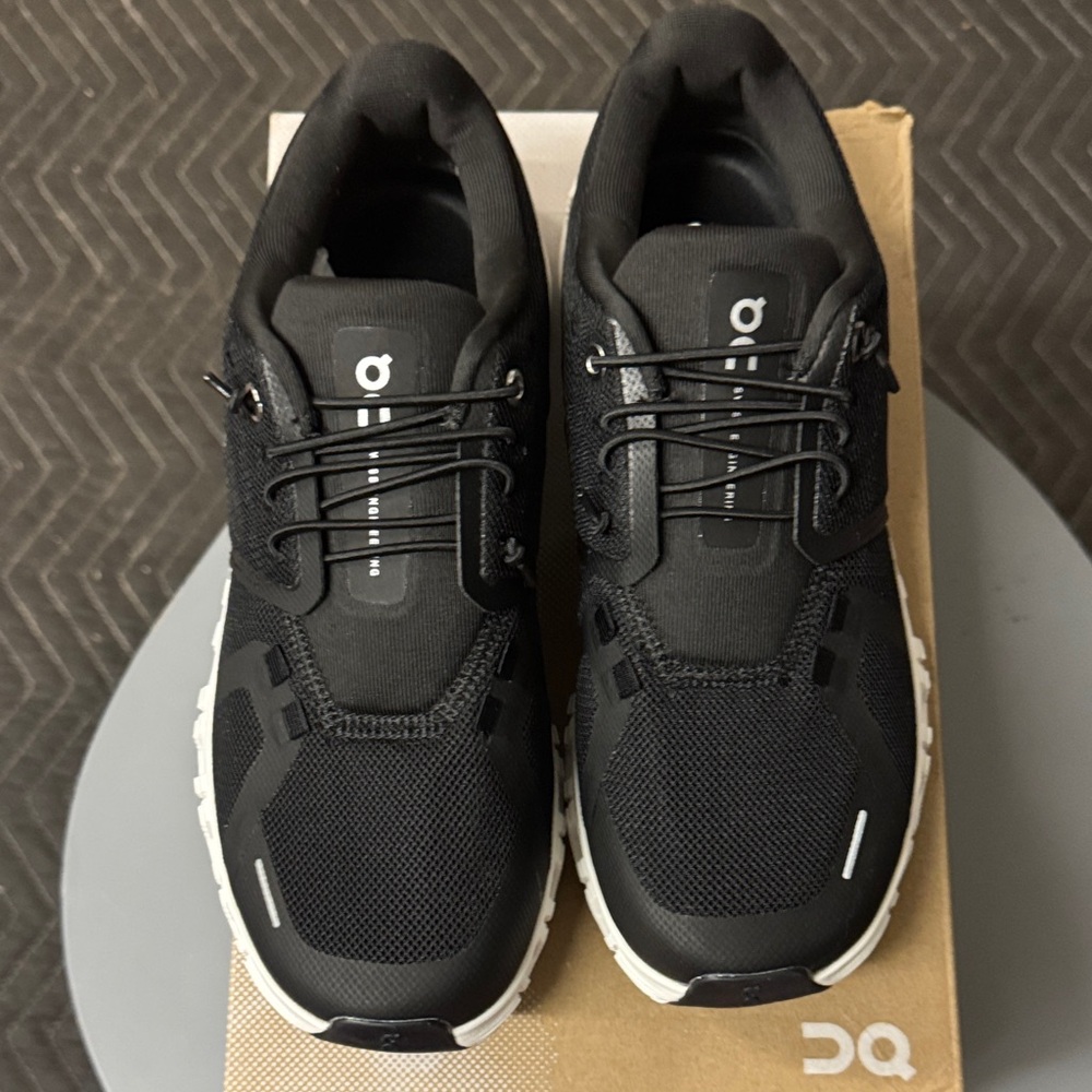 On Cloud Running shoes,  Black and White Athletic Shoes